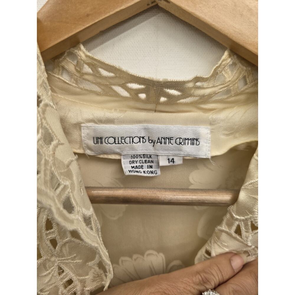 umi collections anne crimmins Ivory Silk Dress Women's Size 14 Vintage - Picture 8 of 13